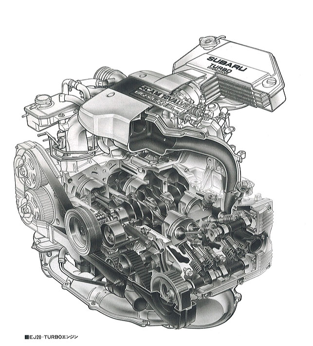 初代レガシィに搭載された、EJ20ターボ